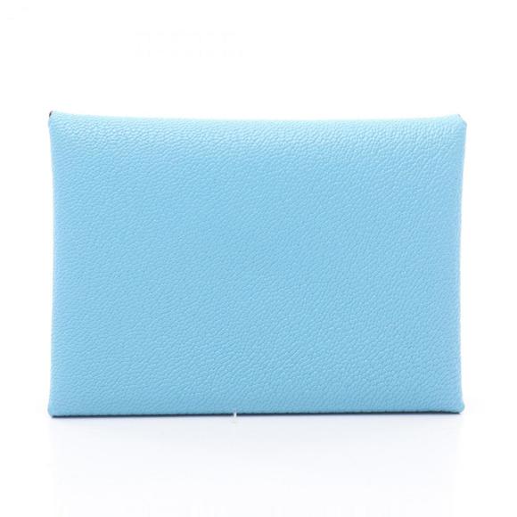 Hermes Hermès Calvi Duo wallet/coin case, leather Chevre wallet, women's, blue - Picture 1 of 6
